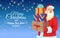 Santa Claus holding Christmas presents.Ð¡hristmas banner .Vector cartoon illustration