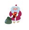 Santa Claus is holding a gift. Illustration for greeting card. Vector illustration