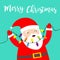 Santa Claus holding Merry Christmas lightbulb glowing garland fairy lights. Xmas decoration. Cute cartoon kawaii funny baby