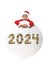 Santa Claus holds christmas poster and 2024 number