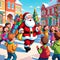 Santa Claus holiday present gift giving happy children