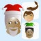 Santa Claus icon head funny new unusual his assistants a few people