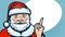 Santa Claus, index finger banner. Christmas concept. Cartoon vector illustration