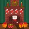 Santa Claus inside fireplace - vector illustration, eps