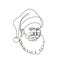 Santa Claus Kris Kringle Father Christmas Viewed from Side Continuous Line Drawing