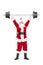 Santa Claus lifting a heavy barbell