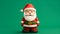 Santa Claus made by clay on green background for Christmas wallpaper background with text space.