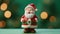 Santa Claus made by clay on green blur background for Christmas wallpaper background with text space.