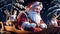 Santa Claus\\\' Magical Journey in a Sleigh through Snowy Nightscapes on Xmas Eve