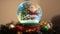 Santa claus magical sphere Christmas concept