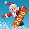 Santa Claus makes jump on the snowboard