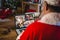 Santa claus making christmas laptop video call with four diverse familes