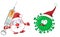 Santa claus mascot fight against corona virus covid-19