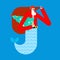 Santa Claus mermaid. Sea Christmas grandfather. Xmas vector illustration