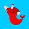 Santa Claus mermaid. Sea Christmas grandfather. Xmas vector illustration