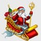 Santa Claus with mermaid tail on a sled, vector