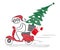 Santa Claus with moped Vector Illustration