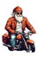 santa claus on a motorbike christmas graphics