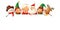 Santa Claus, Mrs Claus, Elves, Snowman and Reindeer on top of board peeking and celebrate Christmas - isolated and grouped element