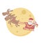 Santa Claus over moon sky white background