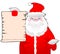 Santa Claus with Parchment, Character, Cartoon, Isolated.