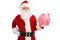 Santa claus with a piggybank