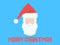 Santa Claus in pixel art style. Pixelated face of Santa Claus in retro style hat with 8-bit graphics. Christmas design