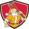 Santa Claus Plumber Monkey Wrench Shield Cartoon