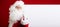 Santa Claus pointing in blank advertisement banner isolated on r