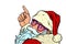 Santa Claus is pointing merry Christmas and happy new year