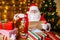 Santa Claus is preparing for Christmas, reading childrens letters. Mail of Santa Claus.