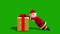 Santa claus push gift Christmas green screen 3D rendering animation