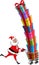 Santa Claus Pushing Cart Stack Gifts Isolated