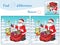 Santa Claus, rabbit and birds with Christmas gifts. Find 10 differences