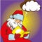 Santa claus reading fairy tales book. Vector illustration in comic pop art style. Christmas concept poster
