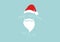 Santa Claus with red hat and white beard logo design, Merry Christmas and Happy New Year isolated on blue background