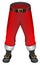 Santa Claus red pants and footwear. Christmas clothing accessory