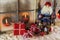 Santa claus with red presents: christmas country style window de