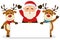 Santa Claus & Reindeer with Blank Banner