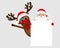 Santa Claus and reindeer with a blank white placard banner