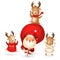Santa Claus and Reindeer celebrate holidays - happy expressions - Merry Christmas and happy New year - isolated on transparent bac