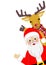 Santa Claus and Reindeer hands up - Waist Up