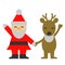 Santa Claus reindeer, hold hands