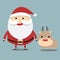 Santa claus and reindeer red nose, flat design