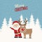 Santa claus and reindeer snowy winter background