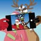 Santa Claus and reindeer take a selfie.