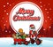 Santa Claus Ride Bicycle Greeting Christmas Illustration
