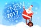 Santa Claus Ride Electric Mono Wheel Christmas Holiday Happy New Year Greeting Card