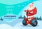 Santa Claus Ride Electric Scooter Christmas Holiday Happy New Year Greeting Card