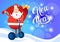 Santa Claus Ride Electric Scooter Christmas Holiday Happy New Year Greeting Card